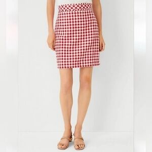 Ann Taylor NWT Red and White Houndstooth Skirt